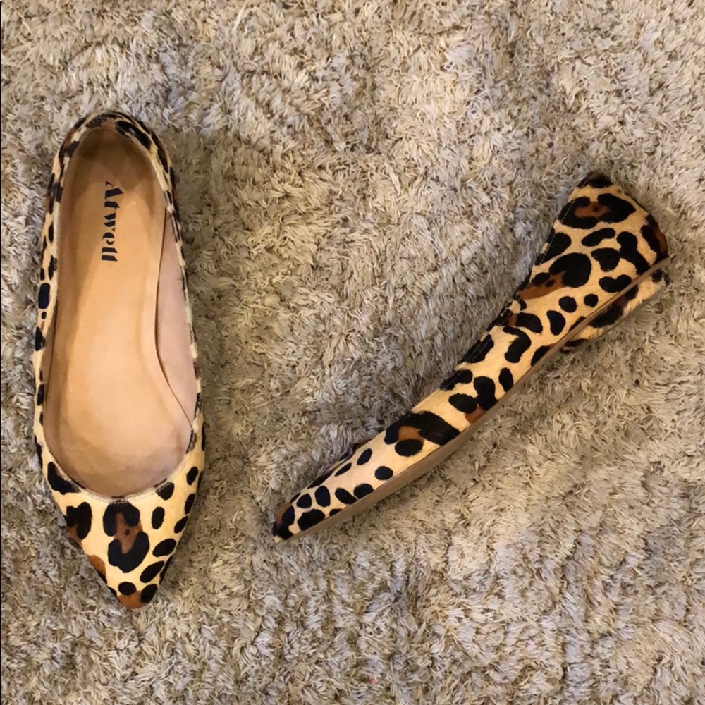 Atwell Calf Hair Leopard Print Leather Flats